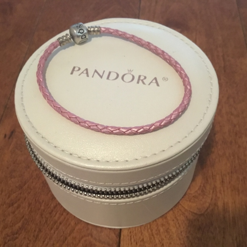 Pandora Pink Leather Bracelet and Jewel Box  - NEW